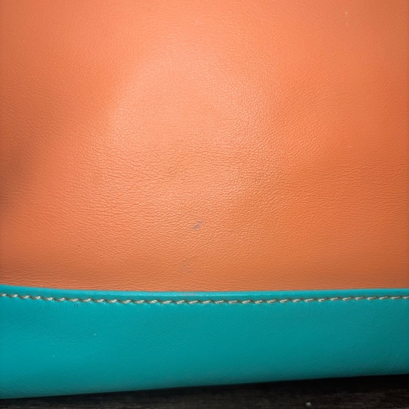 Dooney & Bourke Coral & Aqua Leather Tote - Picture 9 of 16